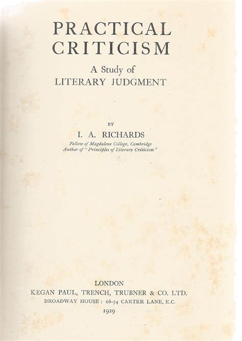 Practical Criticism: A Study of Literary Judgment