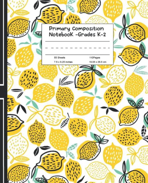 Primary Composition Notebook: Lemon pattern