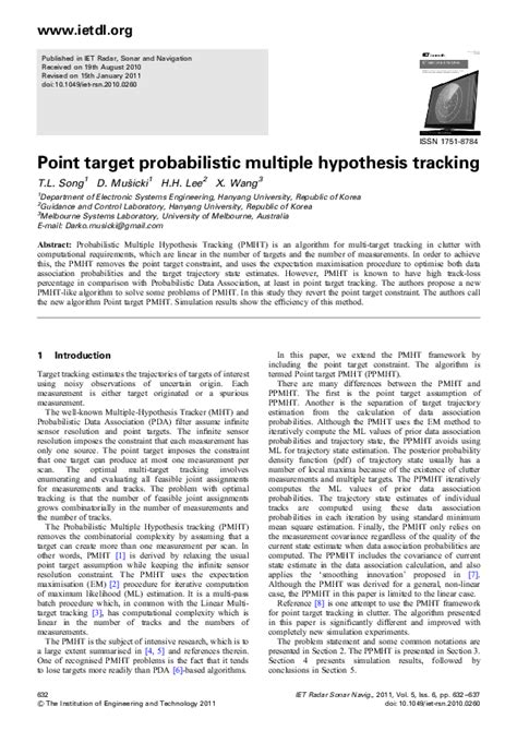 Probabilistic Multi-Hypothesis Tracking