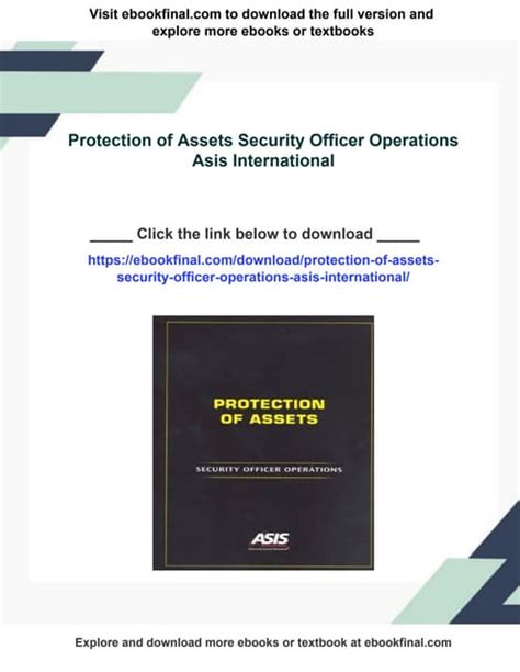 Protection of Assets: Security Officer Operations