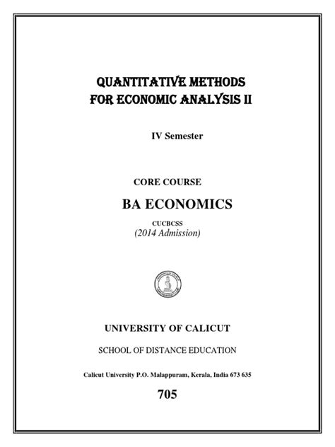 Quantitative Methods for Economic Analysis [Orissa]