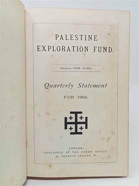 Quarterly Statement - Palestine Exploration Fund