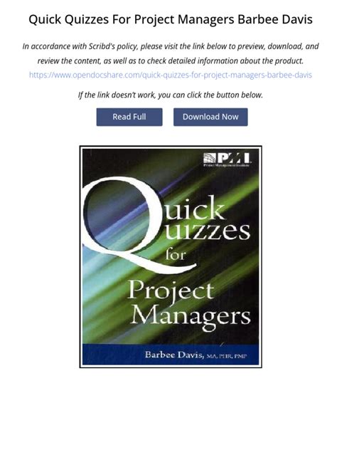 Quick Quizzes for Project Managers