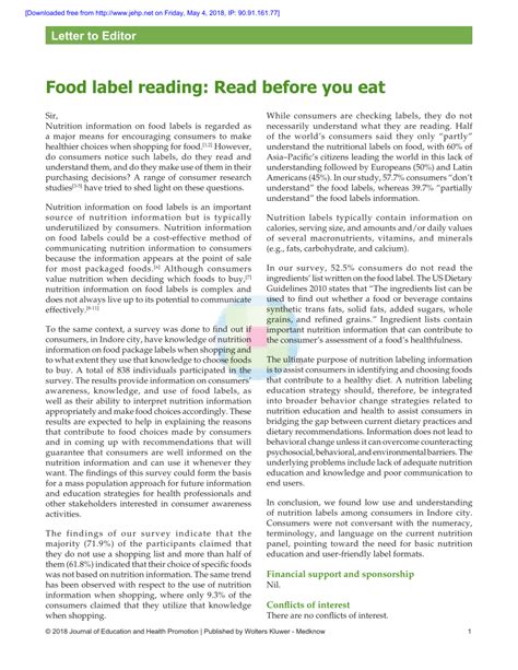 Read It Before You Eat It - How To Read Food Labels