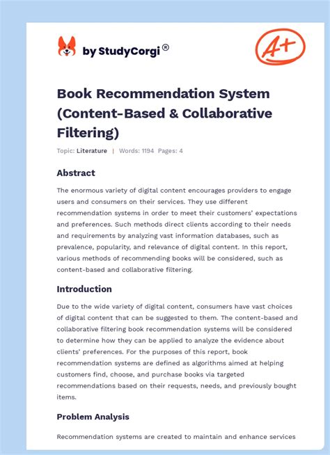 Recommendation Systems based on Collaborative Filtering