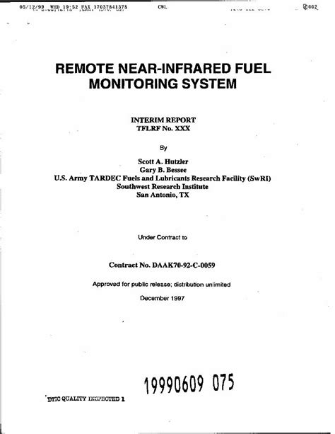 Remote Near-Infrared Fuel Monitoring System