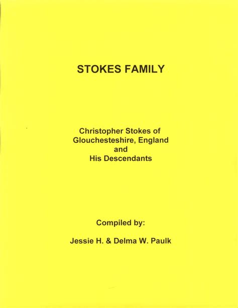 STOKES FAMILY OF VIRGINIA. CHRISTOPHER STOKES