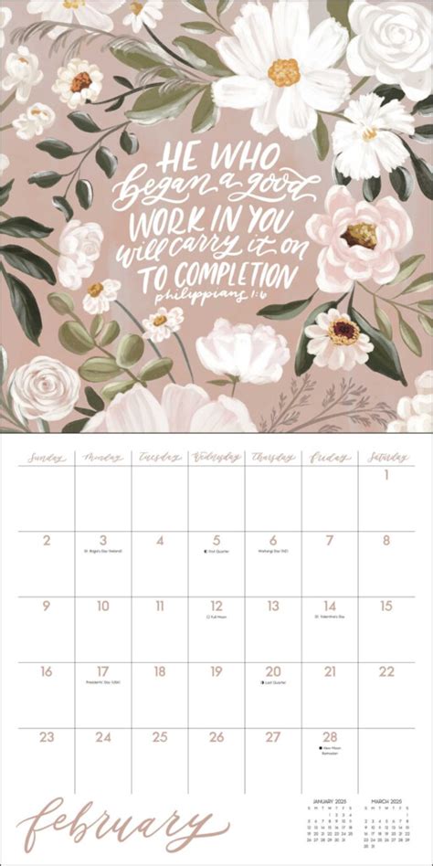 Scriptures and Florals 2025 Wall Calendar