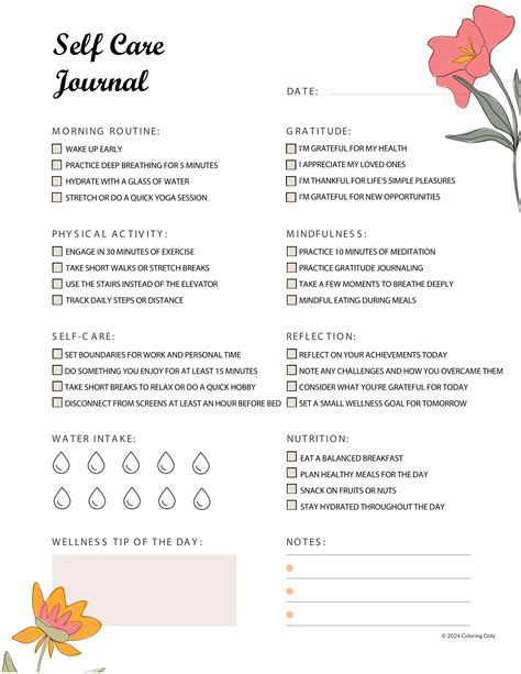 Self Care Journal - Weekly Journal