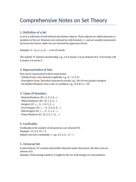 Set theory notes