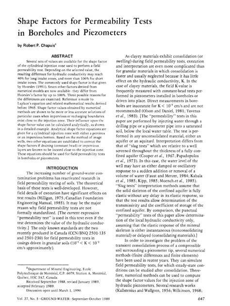 Shape factors of cylindrical piezometers