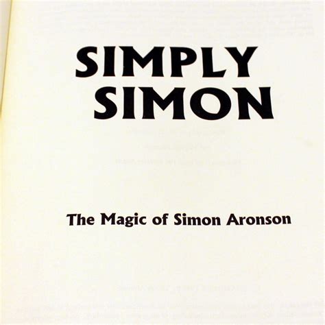 Simon Aronson Simply Simon Book