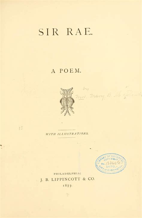 Sir Rae. A Poem ..
