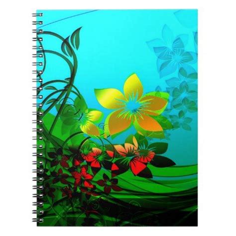 Small Spring Flowers Notebook Red