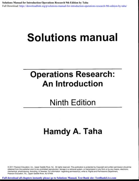 Solutions Manual for Introduction to Operations Research