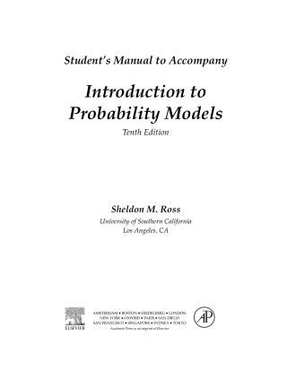 Solutions Manual for Introduction to Probability Models