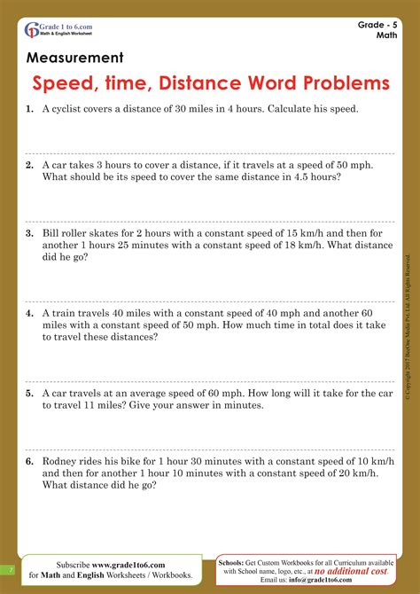 Speed, Distance, and Time Word Problems: Basic version