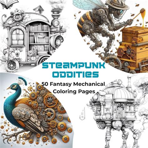 Steampunk Oddities - 50 Fantasy Coloring Pages