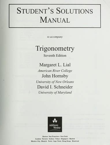 Student Solutions Manual to Accompany Trigonometry