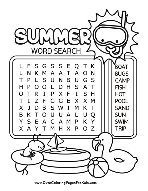Summer Word Search For Kids