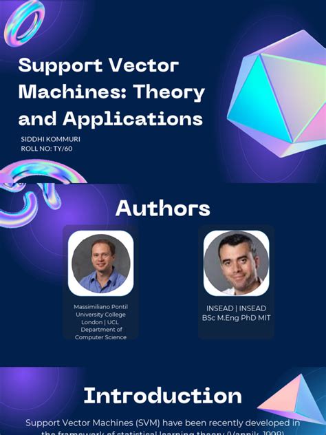 Support Vector Machines: Theory and Applications