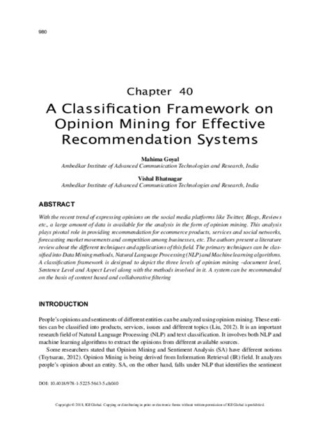 Text mining for opinion classification