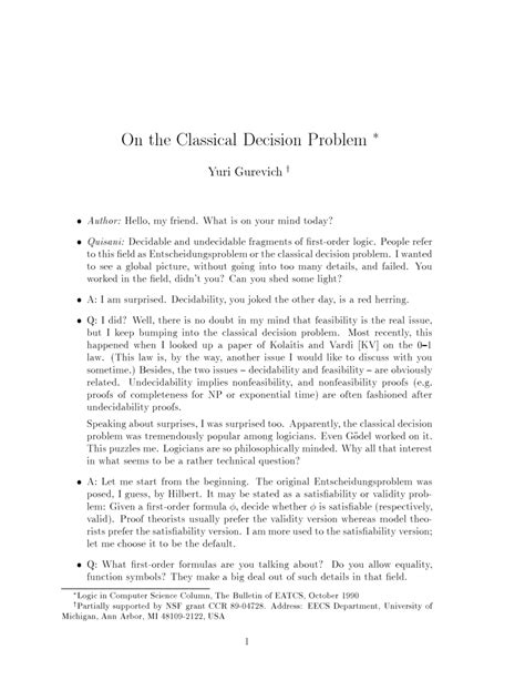 The Classical Decision Problem