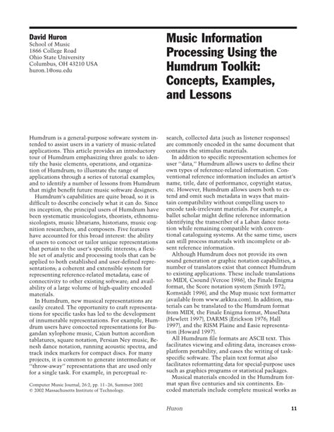 The Humdrum toolkit: Reference manual