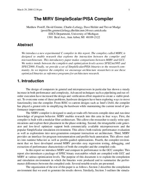 The MIRV SimpleScalar/PISA Compiler