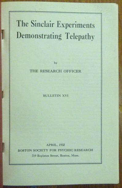 The Sinclair Experiments Demonstrating Telepathy