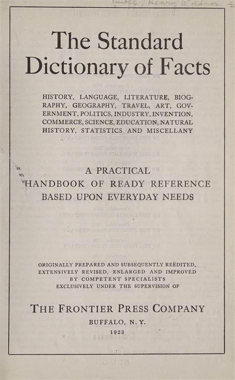 The Standard Dictionary Of Facts...