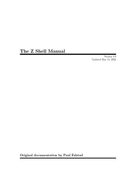 The Z Shell Manual