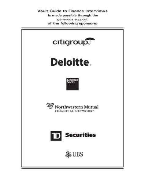 Vault.com Guide to Finance Interviews, 3rd Edition