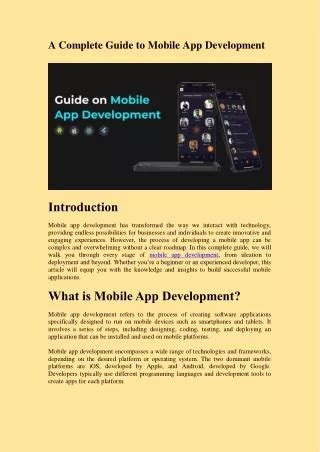 Web And Mobile App Development A Complete Guide