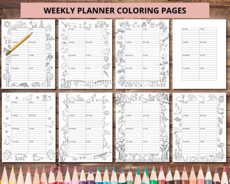 Weekly Planner with Coloring Pages