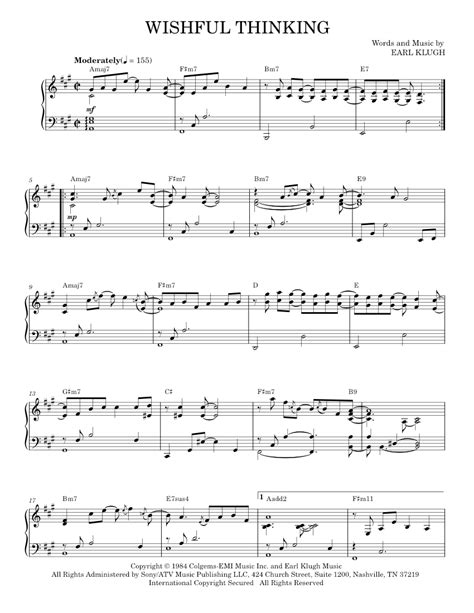 Wishful Thinking Sheet Music