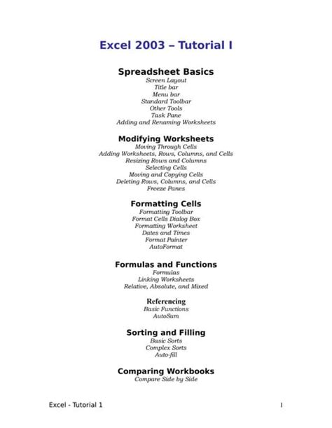 new concepts Excel 2003 Tutorial