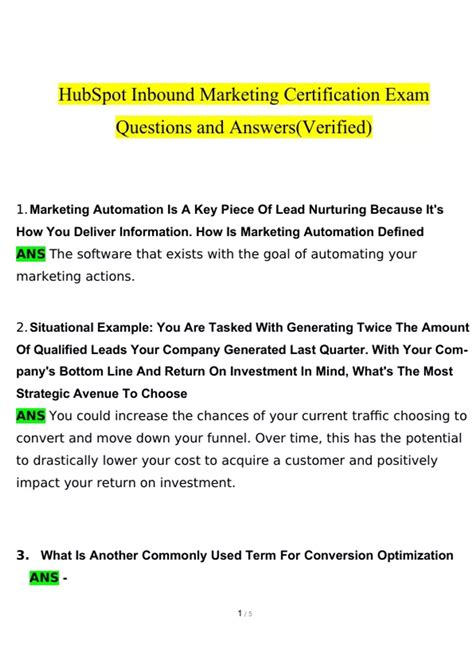Read Online Hubspot Inbound Marketing Certification Questions Answers 