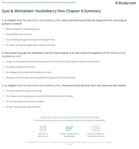 Huckleberry Finn Summary Chapter 8
