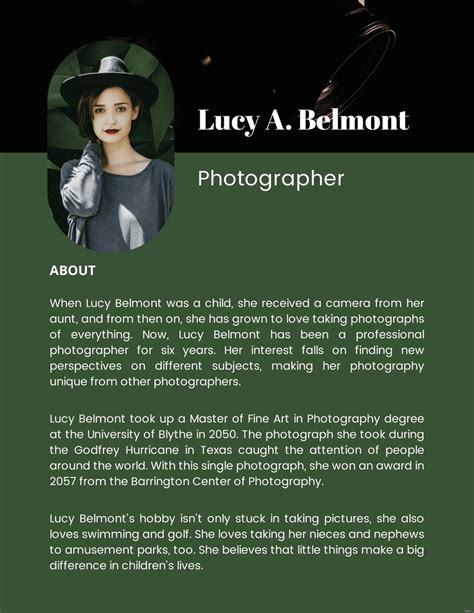 huger foote photographer biography template