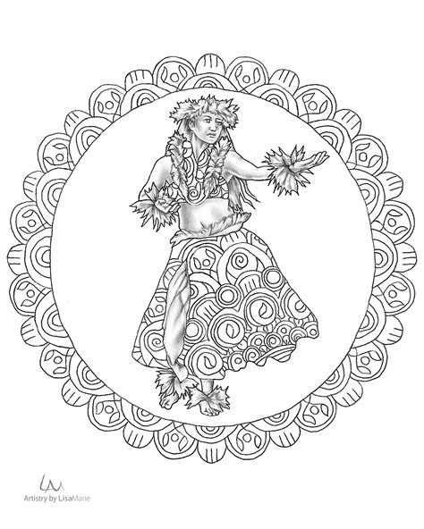 Hula Dancer Coloring Page   Coloring Page For Adults Hawaii Hula Dancer Etsy - Hula Dancer Coloring Page