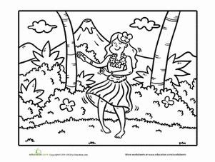 Hula Dancer Worksheet Education Com Hula Dancer Coloring Page - Hula Dancer Coloring Page