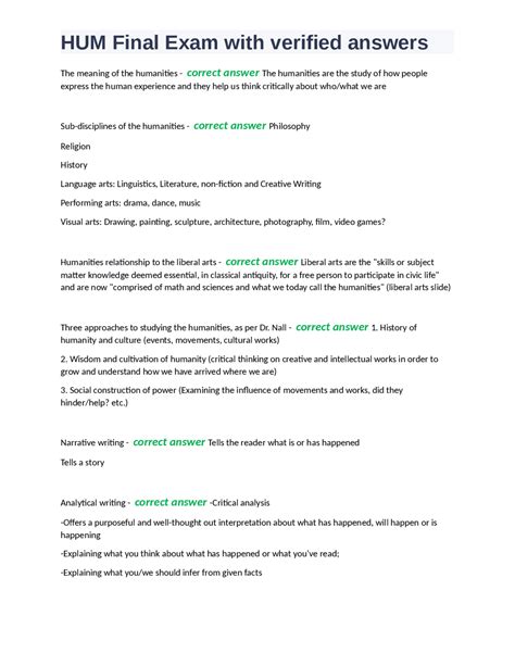 Read Online Hum C110 Final Exam 