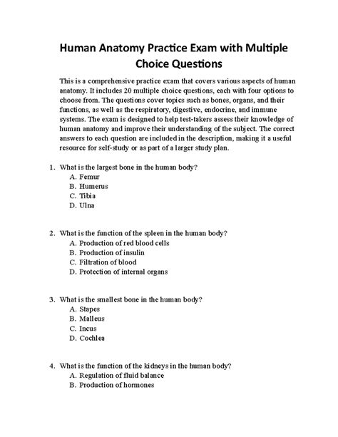 Human Anatomy Multiple Choice Questions And Answers