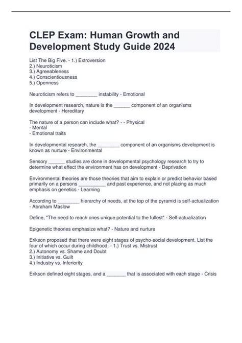 Human Growth And Development Study Guide