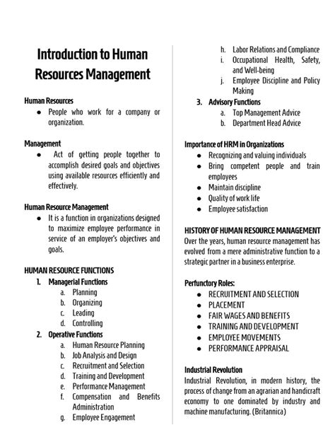 Human Resource Management Notes Pdf