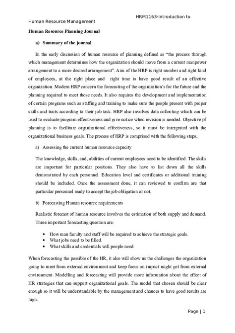 Human Resource Planning Journal