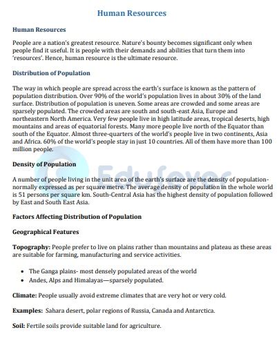 Human Resources Class 8 Questions And Answers