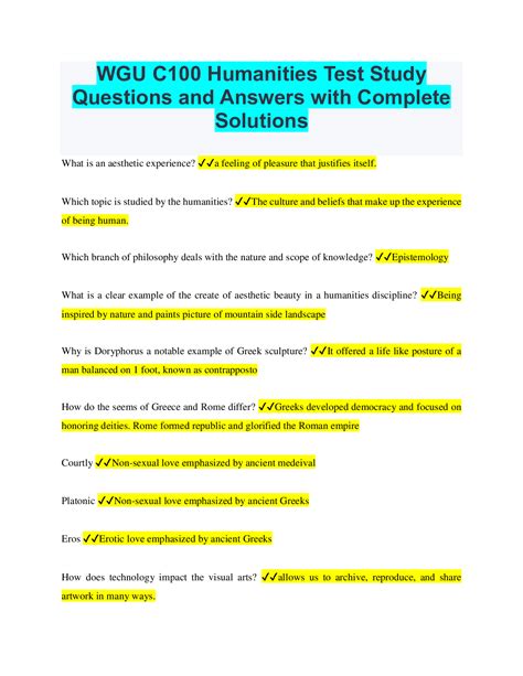 Download Humanities Test Answers 
