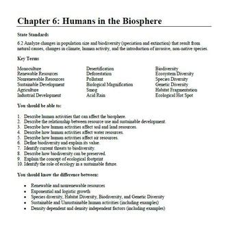 Read Online Humans Biosphere Chapter Vocabulary Review Answer Key 